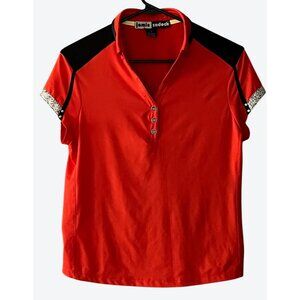 Jamie Sadock Women's XS V-Neck Cap Sleeve Golf Top Red Black